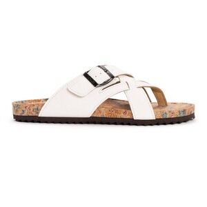 Muk Luks Tanner Terra Turf White‎ Slip-On Sandals Women's Size 8